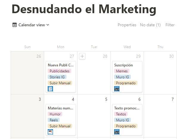 Calendario de Community Manager